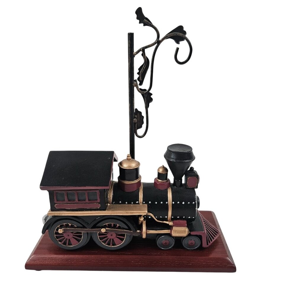 Collections Etc Vintage Desktop Train Figurine Decor Lamp Post Design Wood Base